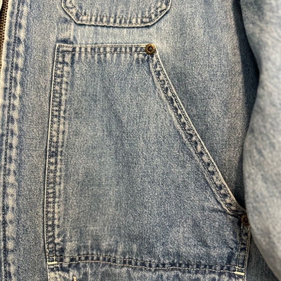 VTG 90s Petite Medium Liz Authentic Full Zip Denim Field Jacket Multiple Pockets - Picture 15 of 16